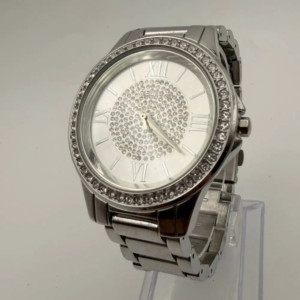 Relic by Fossil Karsen Crystal Accent Silver-Tone Watch Working New Battery